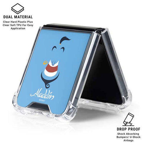 Disney Aladdin Genie Outline Art Galaxy Z Flip6 Clear Case